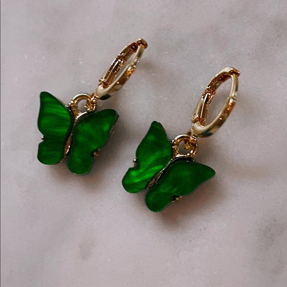 Butterfly Earrings Black, White, Pink, Blue, Red, Purple, Green, Yellow - Picture 12 of 15
